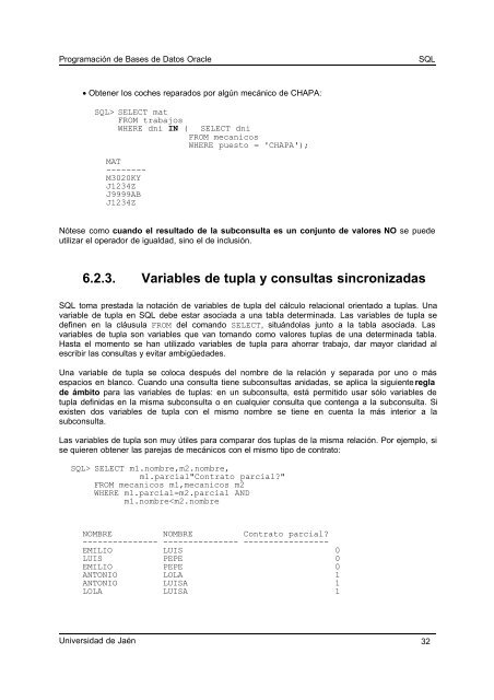 PRÁCTICAS DE BASES DE DATOS I - Universidad de Jaén