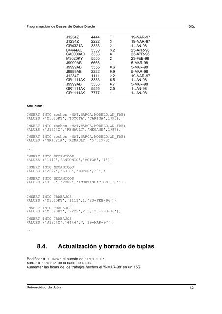 PRÁCTICAS DE BASES DE DATOS I - Universidad de Jaén