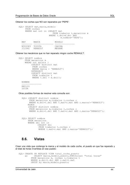 PRÁCTICAS DE BASES DE DATOS I - Universidad de Jaén