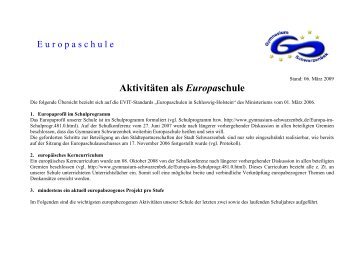 Übersicht Euro-Aktivitäten 4 - Gymnasium Schwarzenbek