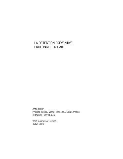 La Detention Preventive Prolongee En Haiti - Vera Institute of Justice