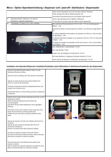 Micra - Option Spendeeinrichtung / dispenser unit / peel-off ...