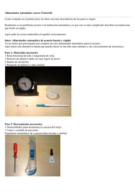 Alimentador automático casero (Tutorial) Como comento en el 