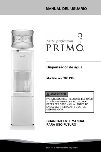 MANUAL DEL USUARIO Dispensador de agua - Primo Water Store