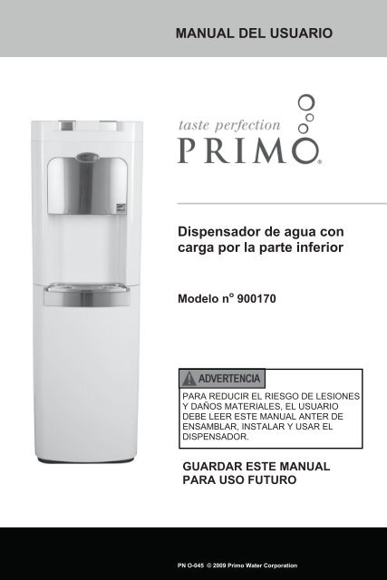 MANUAL DEL USUARIO Dispensador de agua ... - Primo Water Store