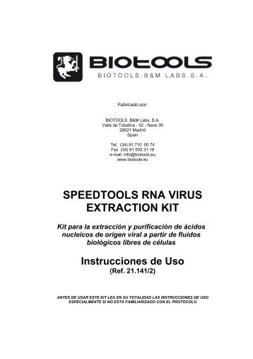 SPEEDTOOLS RNA VIRUS EXTRACTION KIT - Biotools