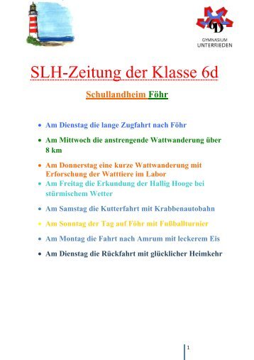 SLH-Zeitung der Klasse 6d - Gymnasium Unterrieden