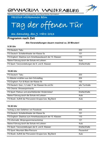 programm tag der offenen tür - Gymnasium Waldkraiburg