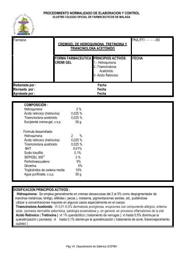 Hidroquinona retinoico triamcinolona acetónido cremigel