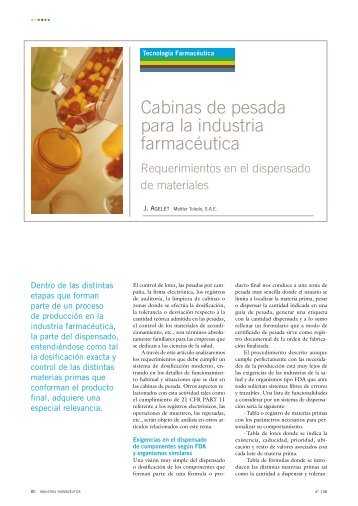 Cabinas de pesada para la industria farmacéutica - METTLER ...