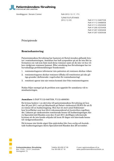 Tjänsteutlåtande - Stockholms läns landsting
