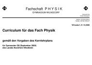 Fachschaft P H Y S I K Curriculum für das Fach Physik - Gymnasium ...