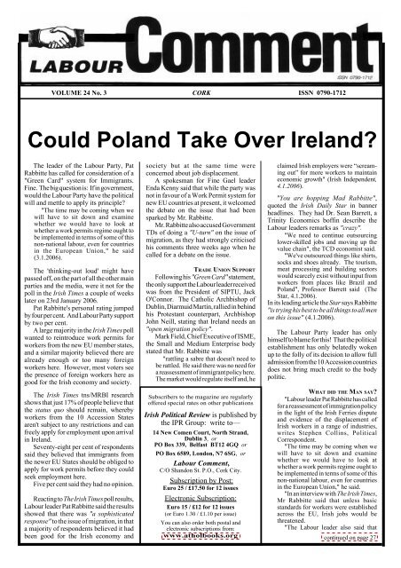 Irish Political Review, March 2006 - Athol Books