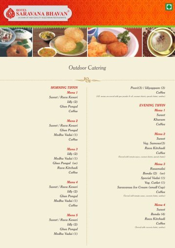 Outdoor menu - Saravana Bhavan