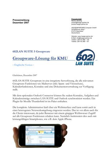Groupware-Lösung für KMU - Haage&Partner