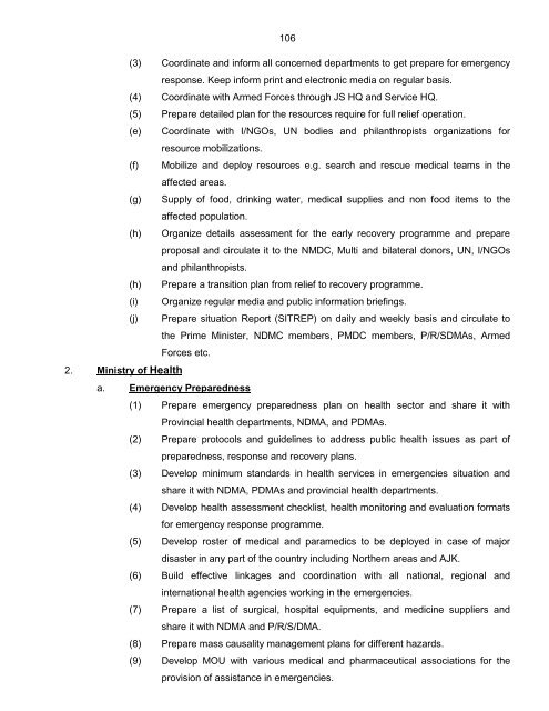 National Disaster Response Plan (NDRP) March 2010 - NDMA