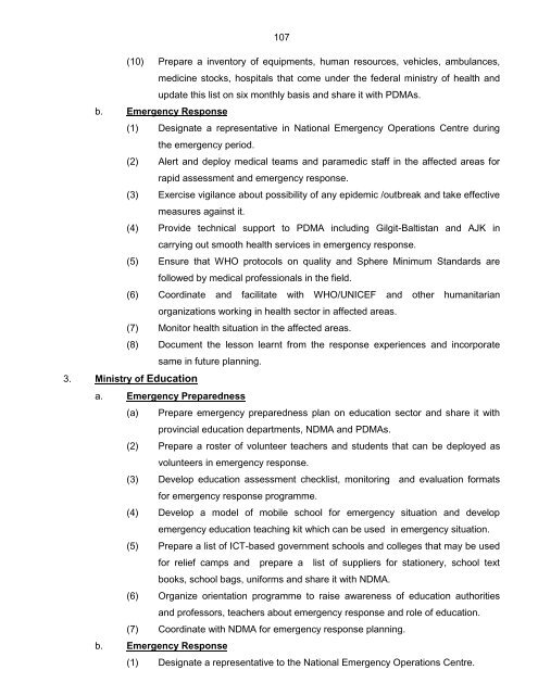 National Disaster Response Plan (NDRP) March 2010 - NDMA