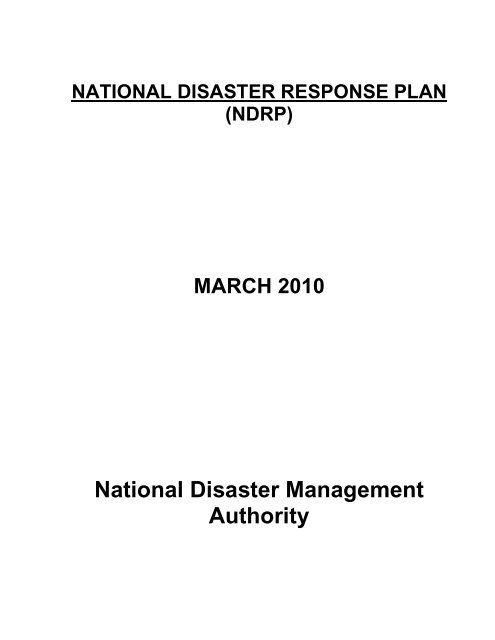 National Disaster Response Plan (NDRP) March 2010 - NDMA