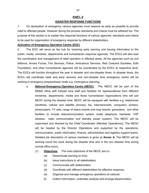 National Disaster Response Plan (NDRP) March 2010 - NDMA