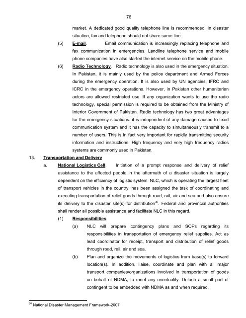 National Disaster Response Plan (NDRP) March 2010 - NDMA