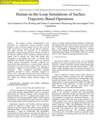 Human-in-the-Loop Simulations of Surface Trajectory-Based ... - Mitre