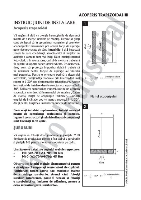 Detalii de montaj pe acoperis trapezoidal - Panouri fotovoltaice