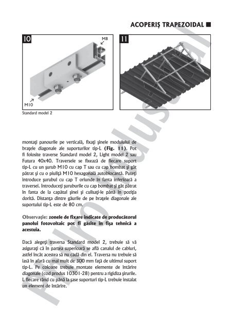 Detalii de montaj pe acoperis trapezoidal - Panouri fotovoltaice