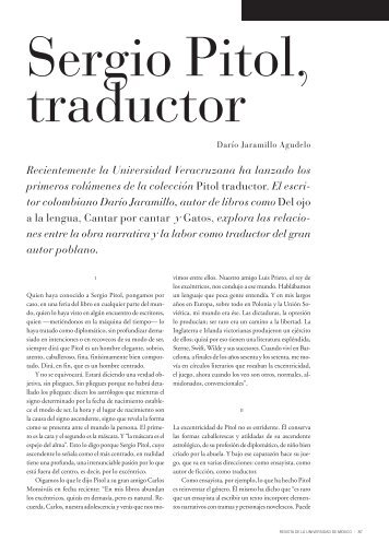 Sergio Pitol, traductor - Revista de la Universidad de México - UNAM