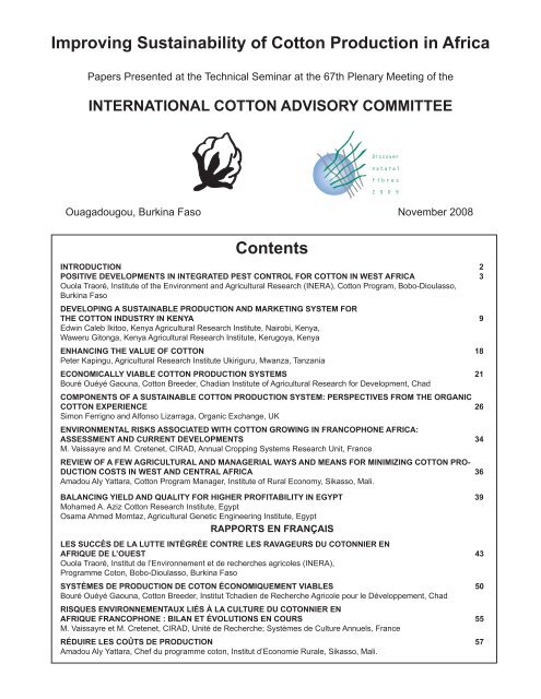 Improving Sustainability Of Cotton Production In Africa Icac