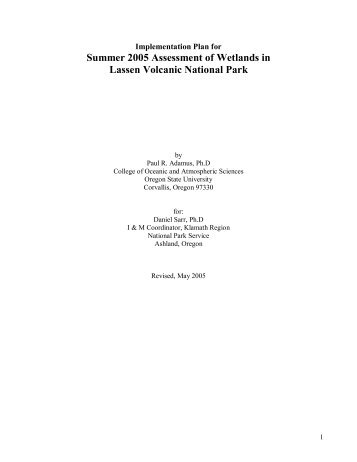 Lassen Volcanic National Park - NPS Inventory and Monitoring ...