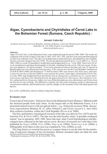 Algae, Cyanobacteria and Chytridiales of Černé Lake in the ...