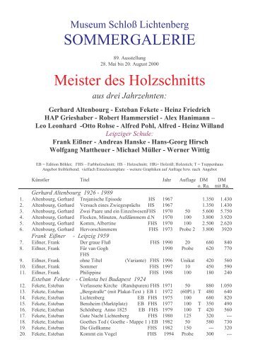 Ausstellungsliste Meister des Holzschnitts - Galerie Wolfgang Böhler ...
