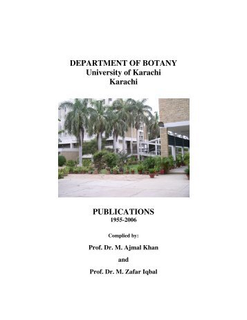 DEPARTMENT OF BOTANY University of Karachi Karachi ...