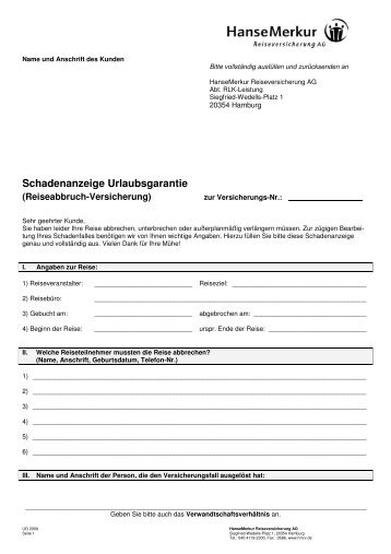 UG Schadenanzeige - Hafermann-Reisen