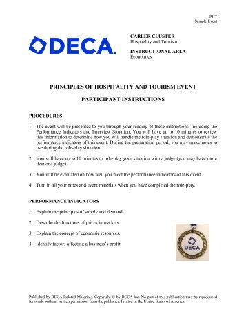 PRINCIPLES OF HOSPITALITY AND TOURISM EVENT ... - DECA