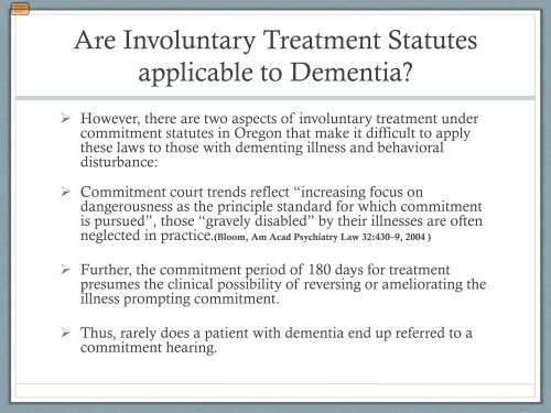 (Involuntary) Psychiatric treatment of geriatric patients ... - OHSU Home