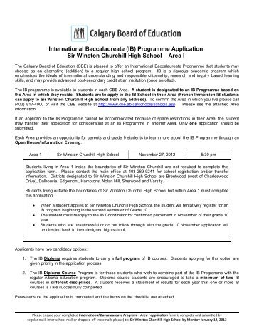 International Baccalaureate (IB) Programme Application Sir Winston ...