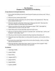The Outsiders Chapters 5 & 6 Questions & Vocabulary