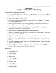 The Outsiders Chapters 5 & 6 Questions & Vocabulary