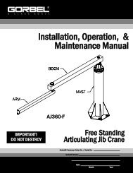 Installation, Operation, & Maintenance Manual - Gorbel Inc.
