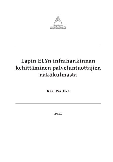 lapin elyn infrahankinnan kehittäminen palvelun - Rovaniemen ...