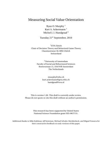 Measuring Social Value Orientation - Judgment and Decision Making