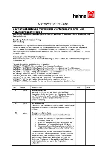 Natursteinspachtelbelag und flexible mineralische Abdichtung