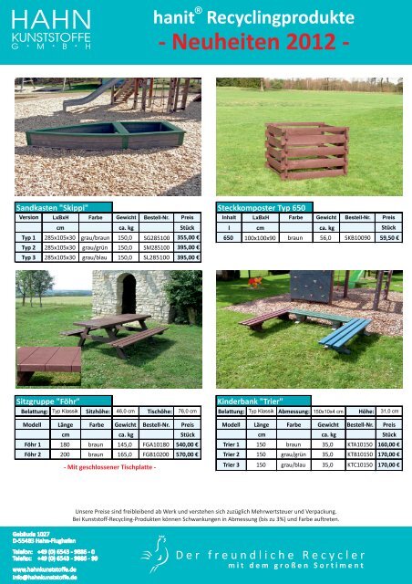 Neuheiten 2012 - 1 seiter klein - Hahn Kunststoffe GmbH