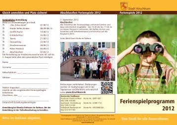 Ferienspielprogramm 2012 - Hirschhorn