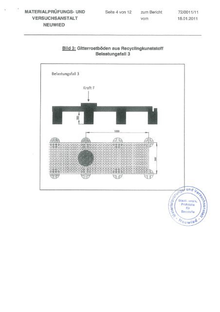 Belastungsversuche Gitterrostboden 1 - Hahn Kunststoffe GmbH