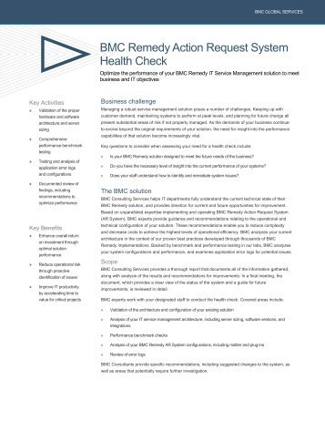 BMC Remedy Action Request System Health Check - BMC Software