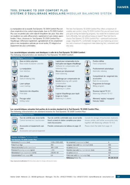 Tool Dynamic Système d'équilibrage modulaire Modular balancing ...