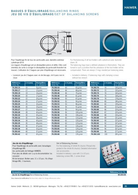 Tool Dynamic Système d'équilibrage modulaire Modular balancing ...