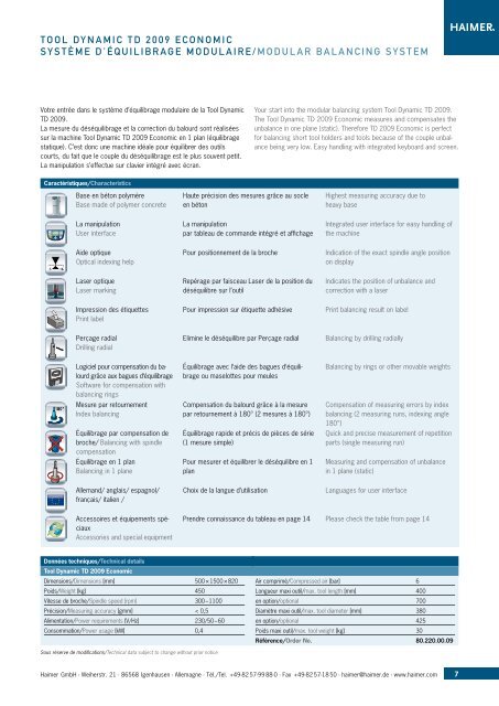 Tool Dynamic Système d'équilibrage modulaire Modular balancing ...